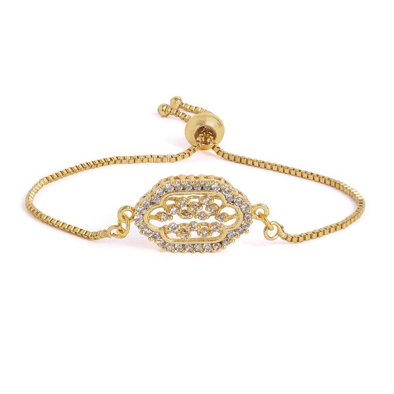 Dazzling Cz Oval Motif Slider Bracelet | Gift For Her : AD-165-IGWEBR
