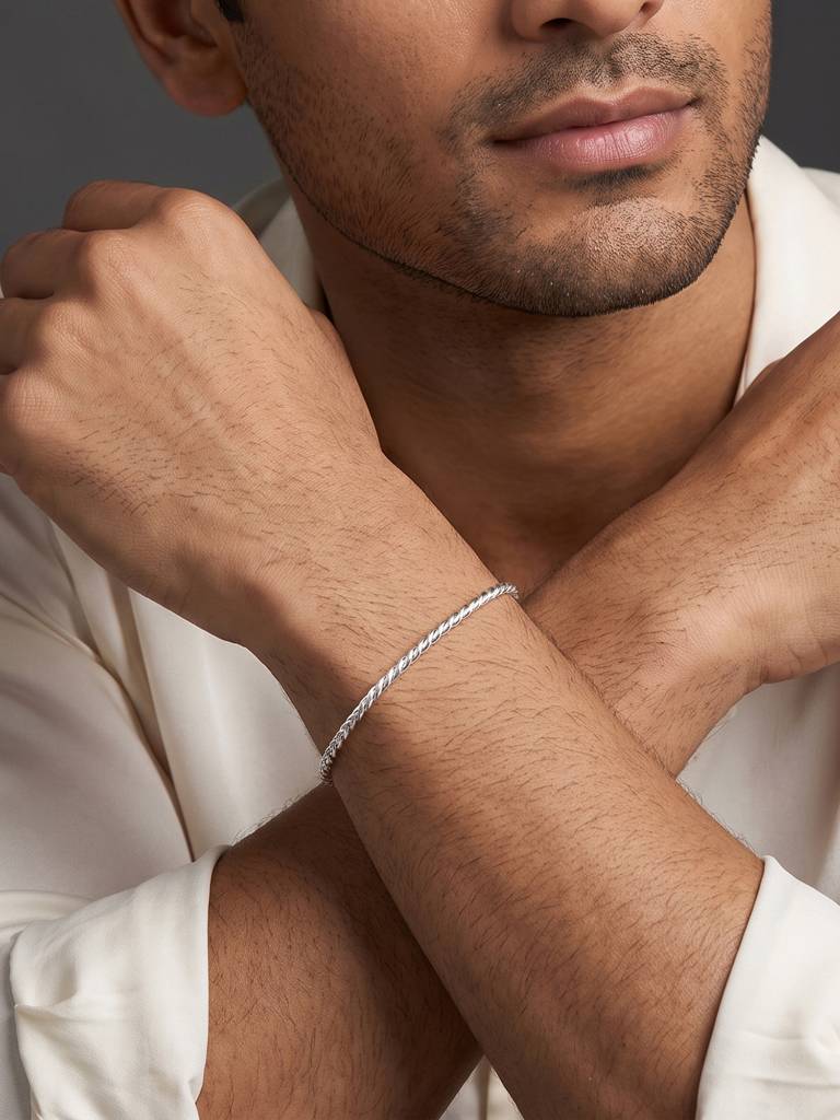 Silver Twisted Rope Bracelet : ISLB4014