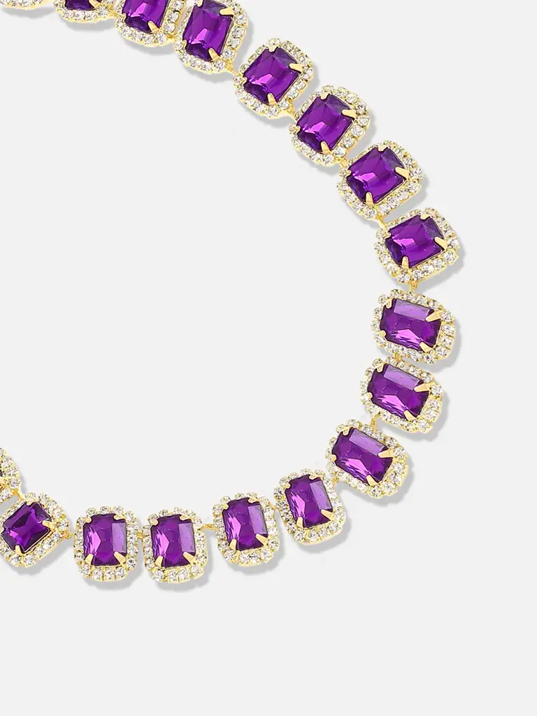 Phyllis-Gold Plated Designer Stone Casual Necklace And Earring Set For Women : SOHNCK3378