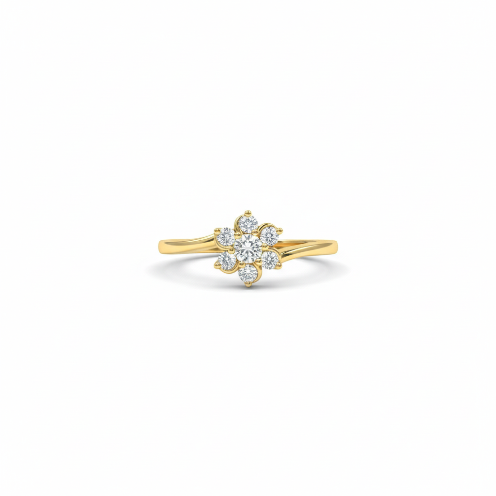 925 Sterling Silver Flower Ring For Women| 18K Gold Plated | Adjustable : R123G