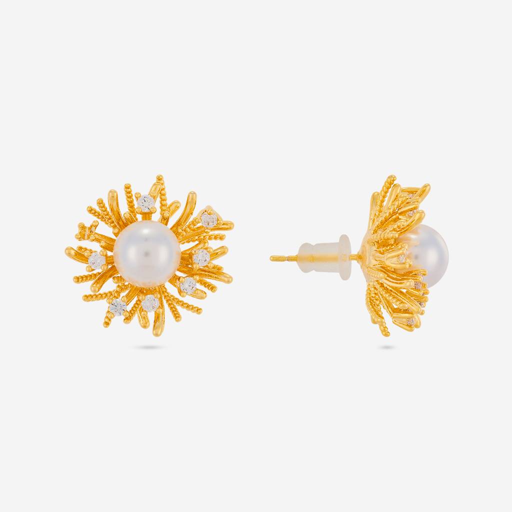 Pearl Gold - Plated Casual Wear Trendy Zircon Earring - 464517 : 464517