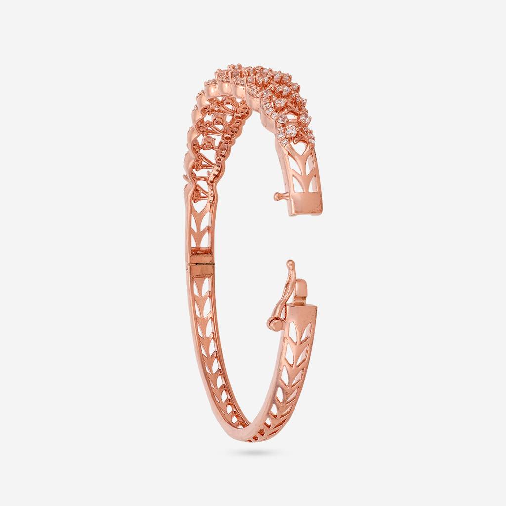 White Rose Gold - Plated Party Wear Zircon Kada - 467886 : 467886