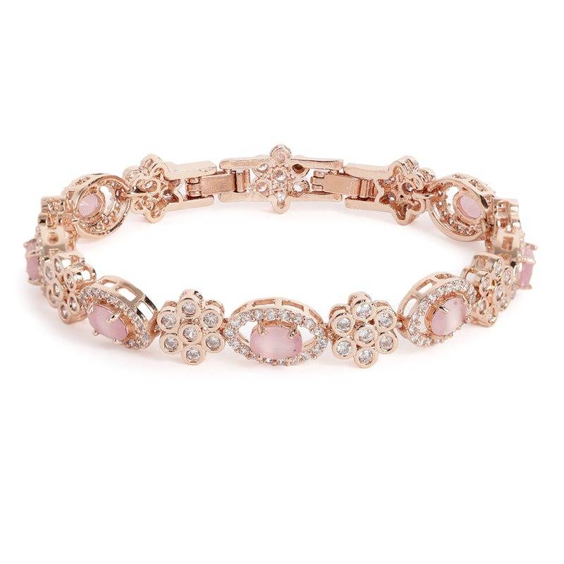 Rose Gold Plated Cz Tennis Bracelet For Women | Elegant Wear : AD-142-RGMPBR
