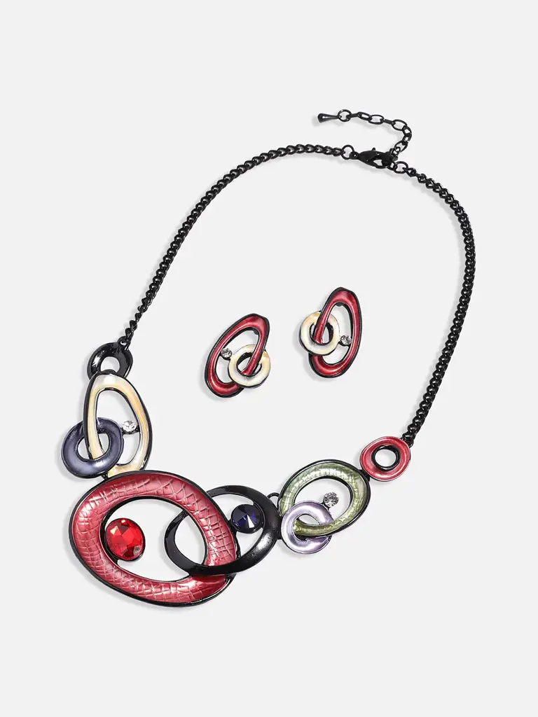 Yoselin-Women'S Multicolour Textured Stone Jewellery Set : SOHIJS9798