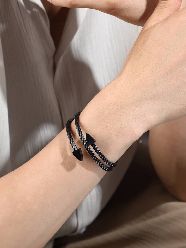 Men'S The Rope Wrap Bracelet - Onyx Black : FABR1279