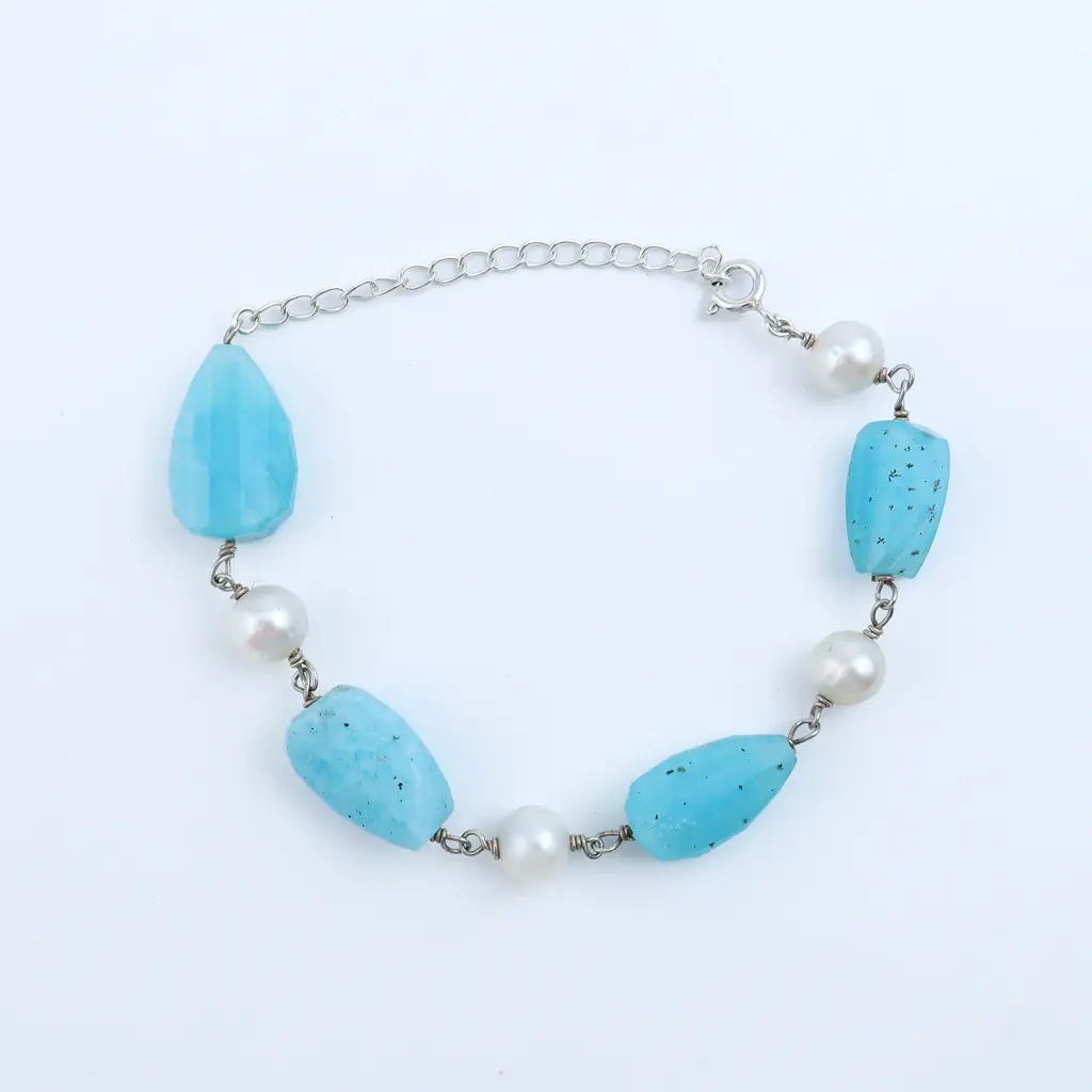 Silver Bracelet With Fresh Water And Semiprecious Stones : 51370647