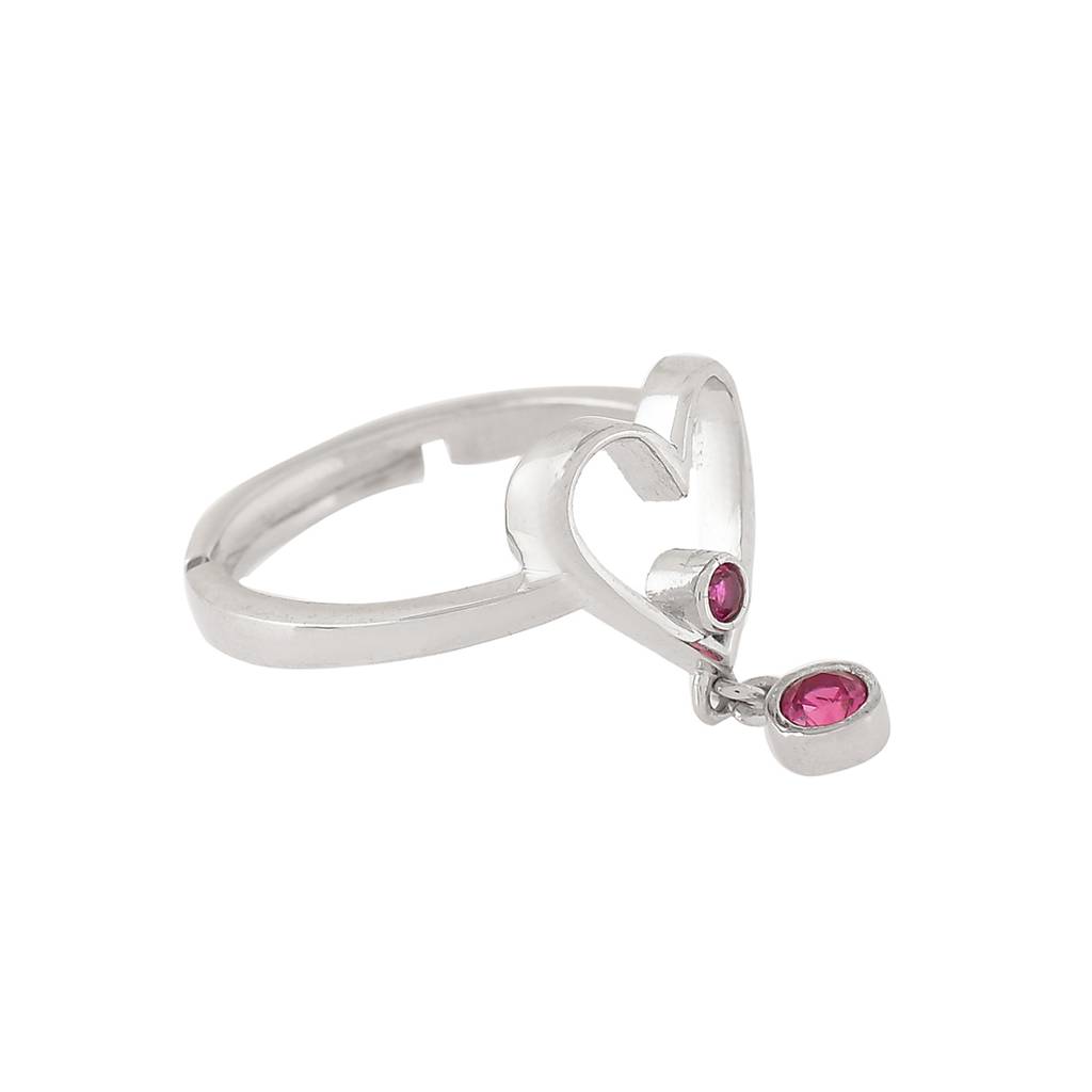 925 Sterling Silver Valentine'S Day Collection Pink Cz Heart Drop Ring : 8905124492637