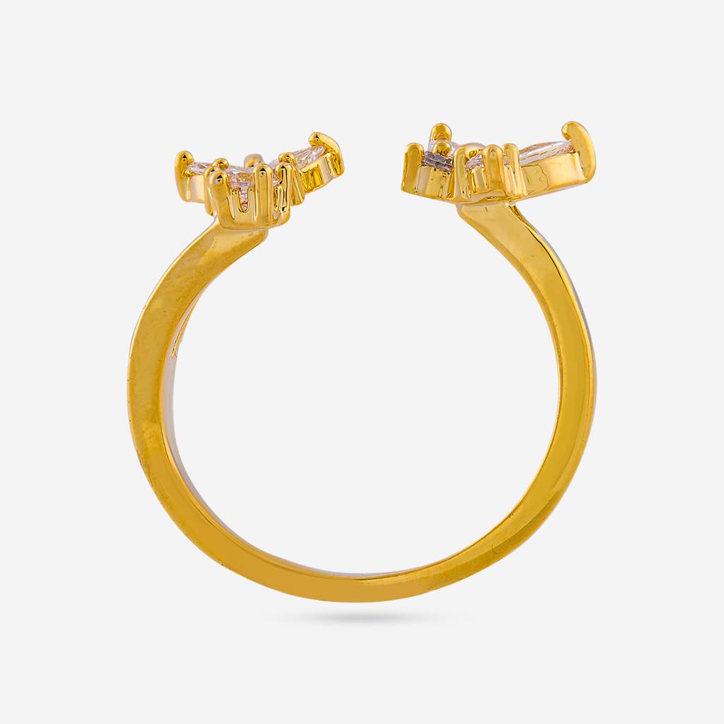 White -Gold Plated Party Wear Trendy Zircon Finger Ring - 476447 : 476447