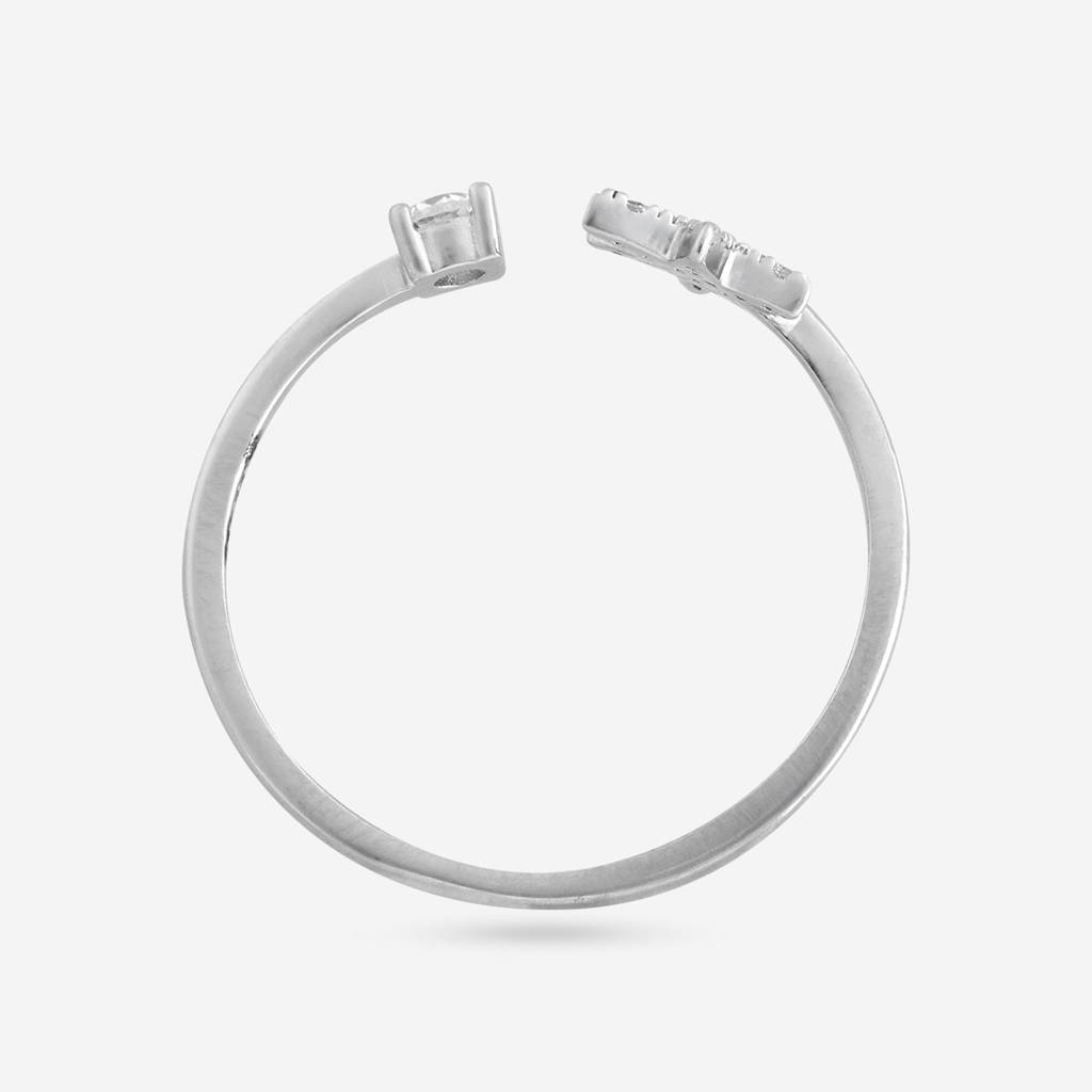 White Rodium Plated - Office Wear Silver Finger Ring - 465944 : 465944