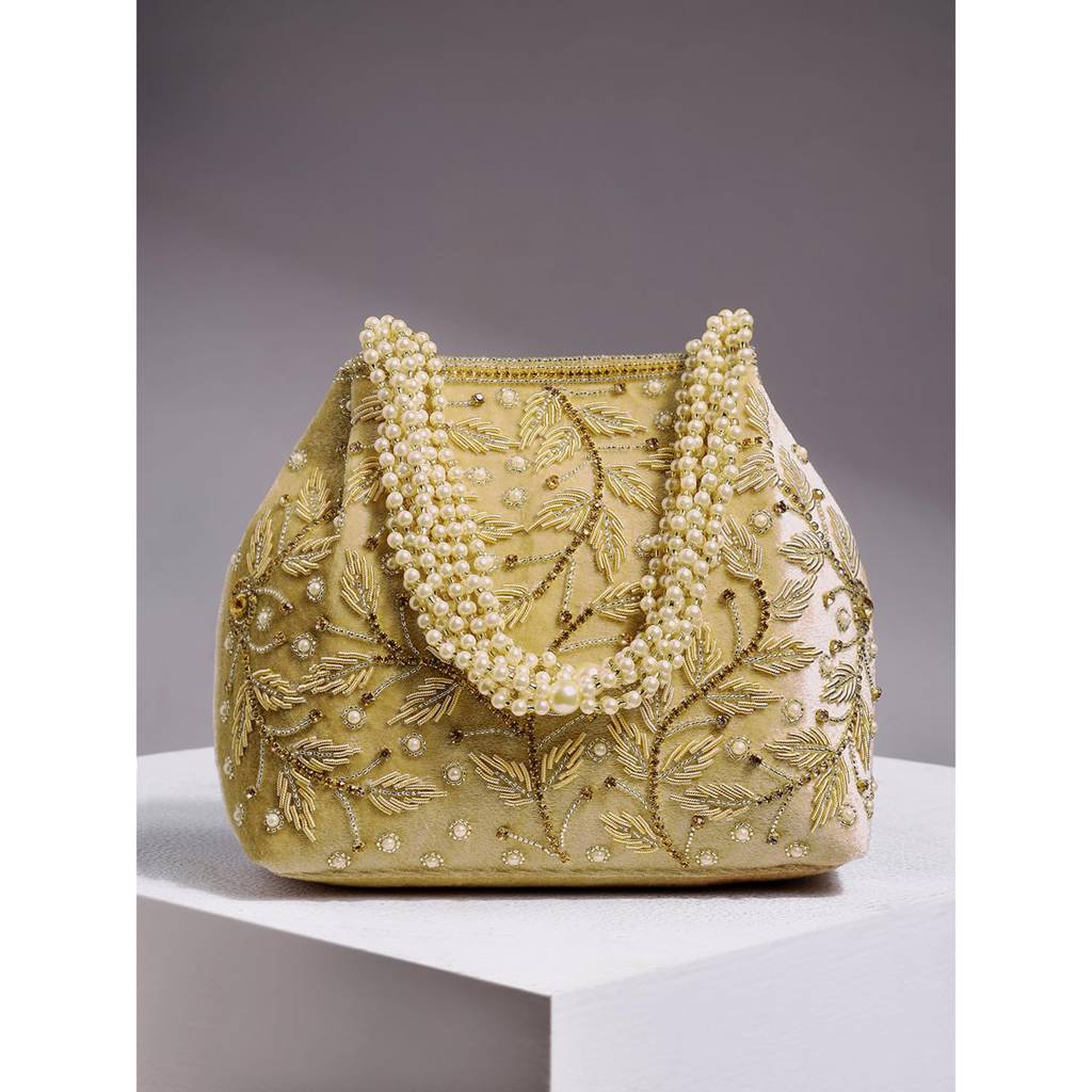 Potli Bags For Women Evening Bag Clutch Ethnic Bride Purse With Drawstring (P17Br) : P17G-F