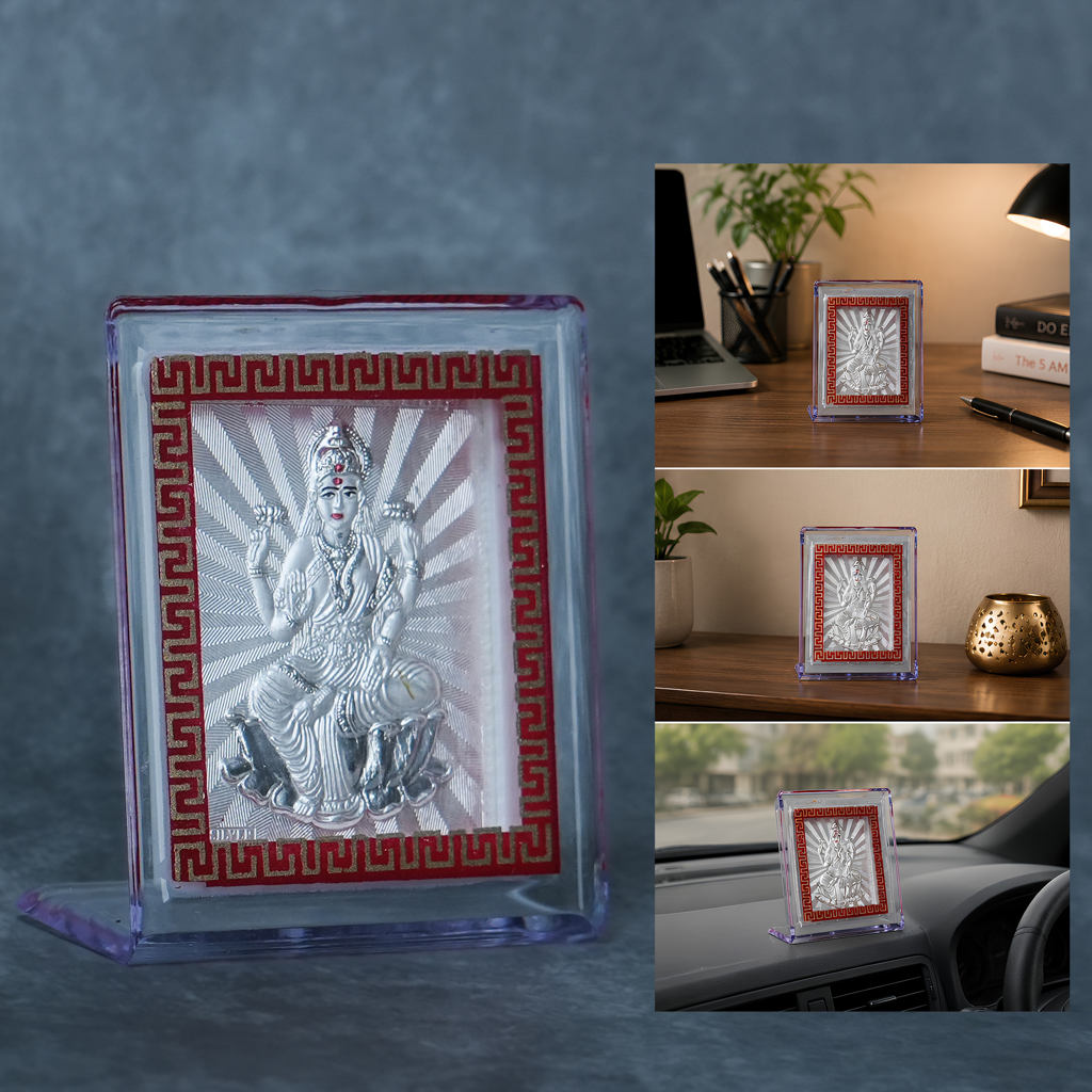 999 Silver Goddess Lakshmi Blessing Frame : SMK-FRM-019-M