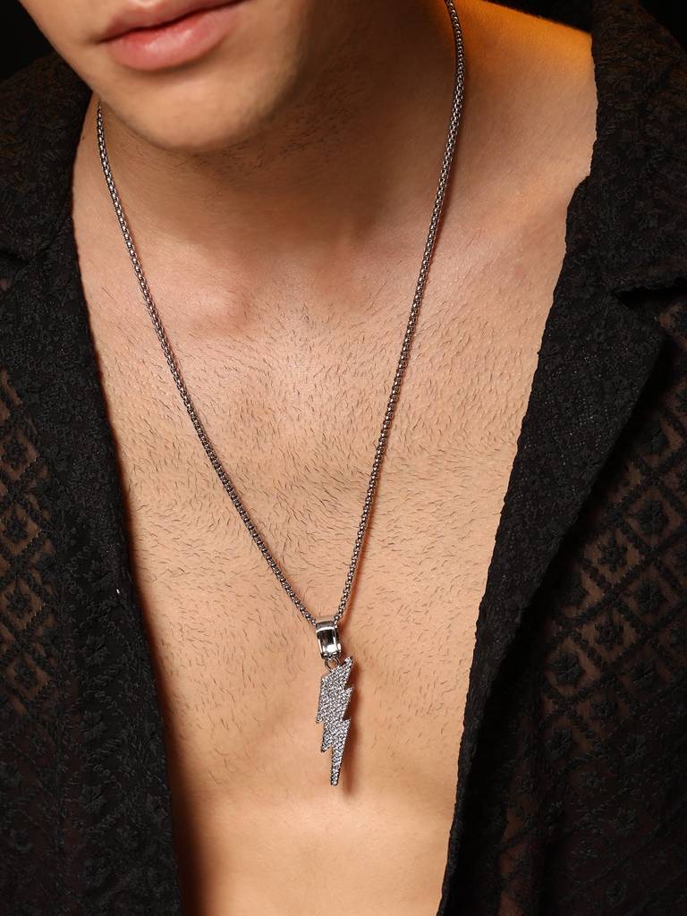 Men'S The Thunderbolt Pendant Necklace - Metallic Silver : FAPD1119