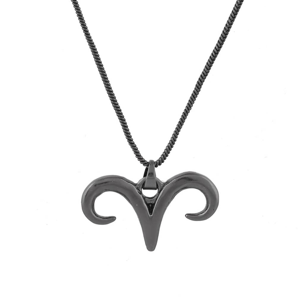 Eclipse Aries Horn Symbol Black Men’S Pendant : 8905124565553