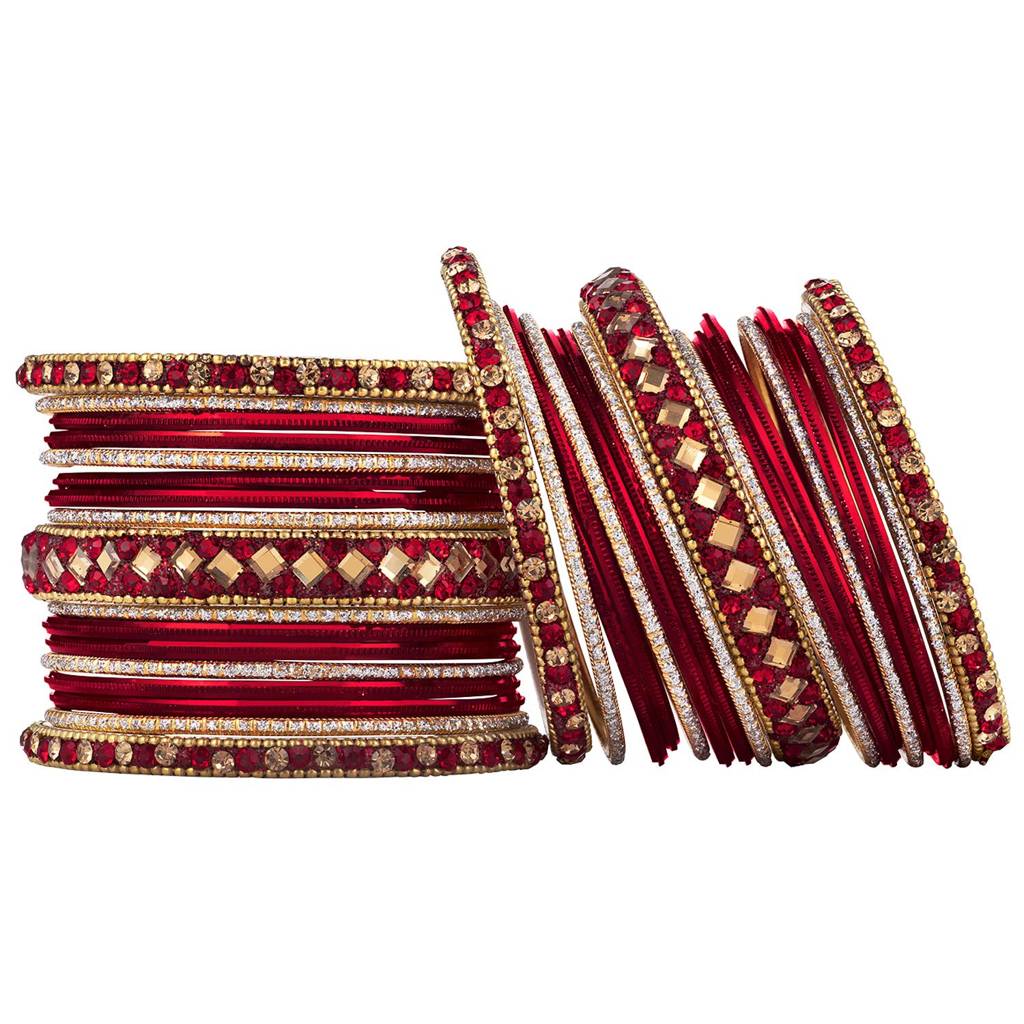 Diamond Metal Chuda Bangle Set Indian Traditional Bridal Wedding Fashion Jewellery For Women : PF51B36R