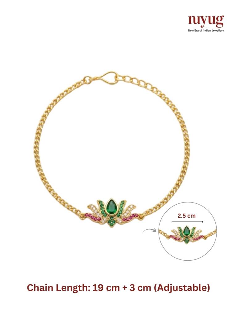 Blue Flower Beaded Rakhi : YI24A1016B