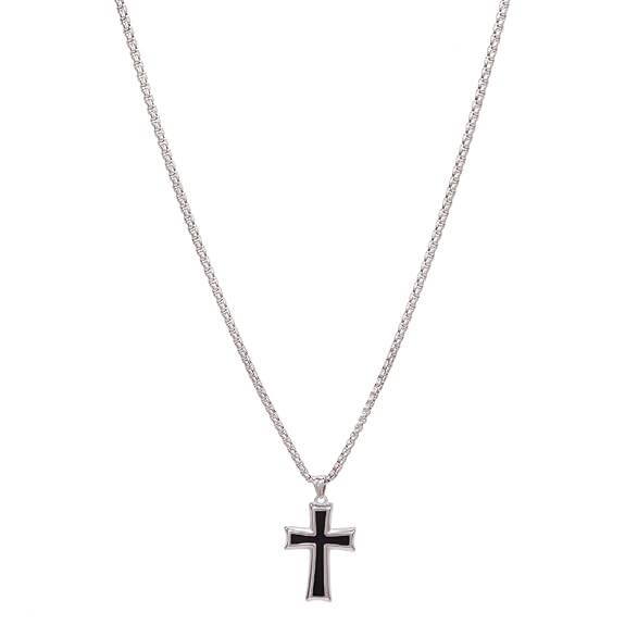 Fancy Cross Pendant Chain Necklace For Men & Women Silver Plated Minimalist Unisex Fashion Stylish Design Jewellery : PX9CH168SB