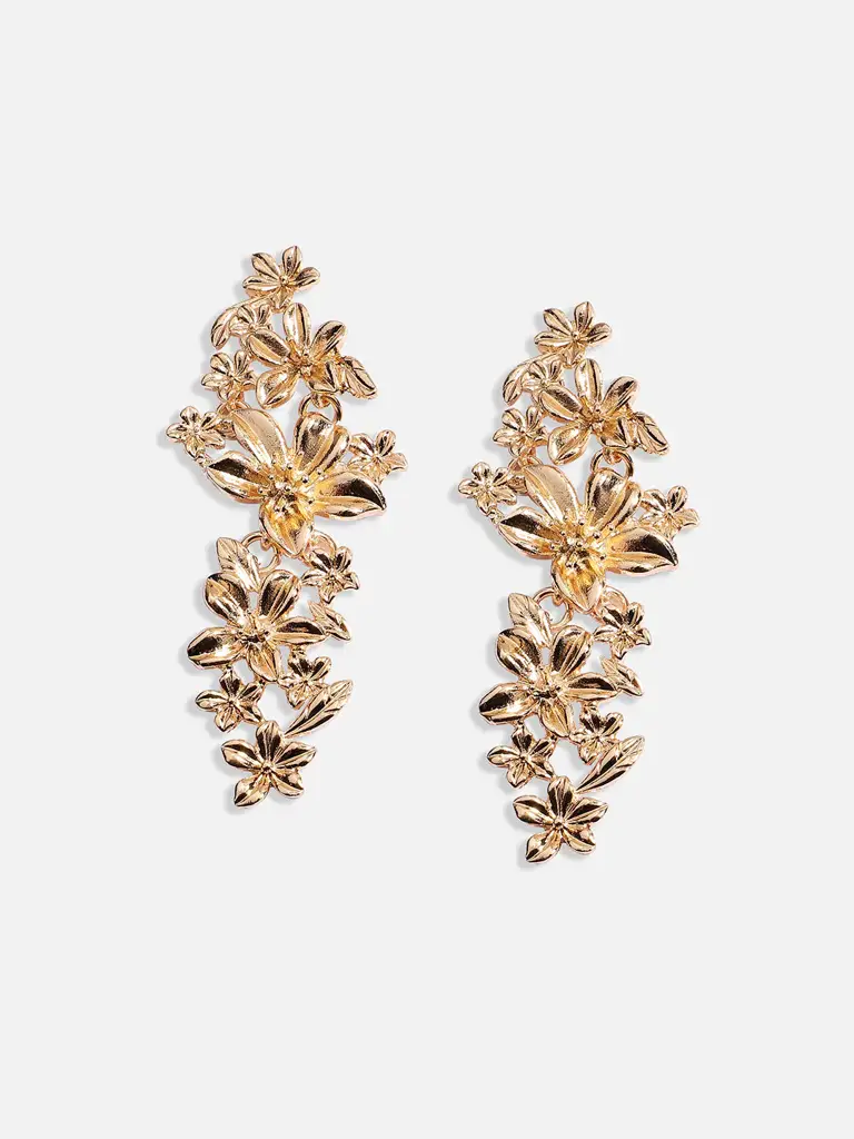 Leilanni-Women'S Gold Metallic Flora Drop Earrings : SOHIER9733