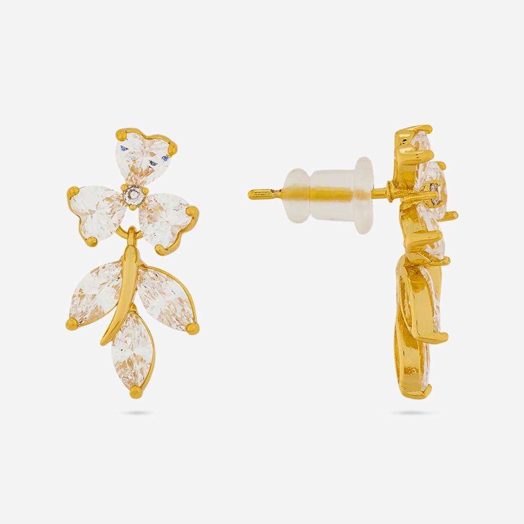 White Gold - Plated Casual Wear Trendy Zircon Earring - 460396 : 460396