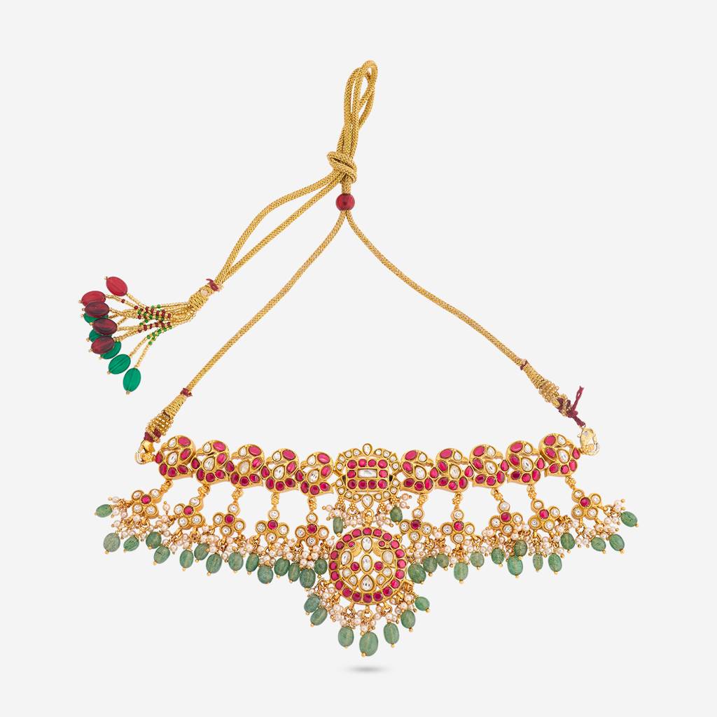 Ruby-Green Gold - Plated Bridesmaid Temple Necklace - 464829 : 464829