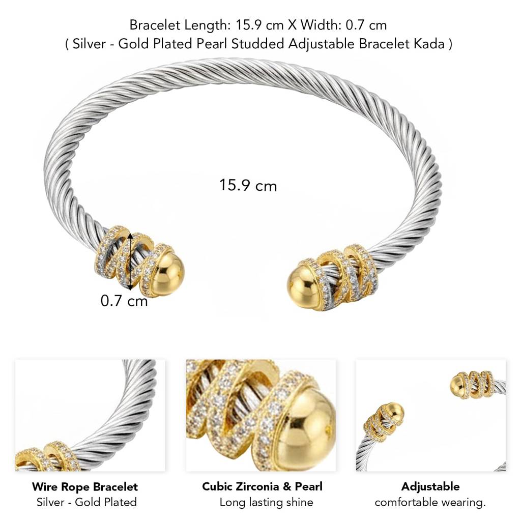 Gold Silver Plated Cubic Zirconia Studded Fancy Bracelet Contemporary Jewellery For Men & Boys : PX8B95GS