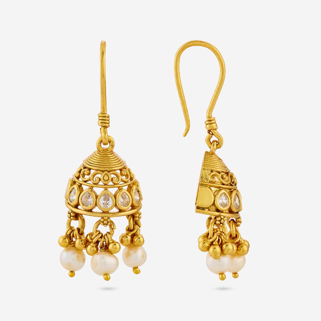 White Gold - Plated Festive Temple Earring - 461990 : 461990