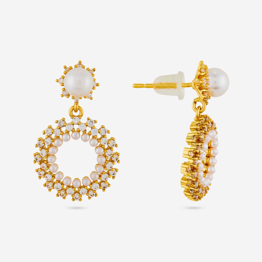 Pearl Gold - Plated Casual Wear Trendy Zircon Earring - 464462 : 464462