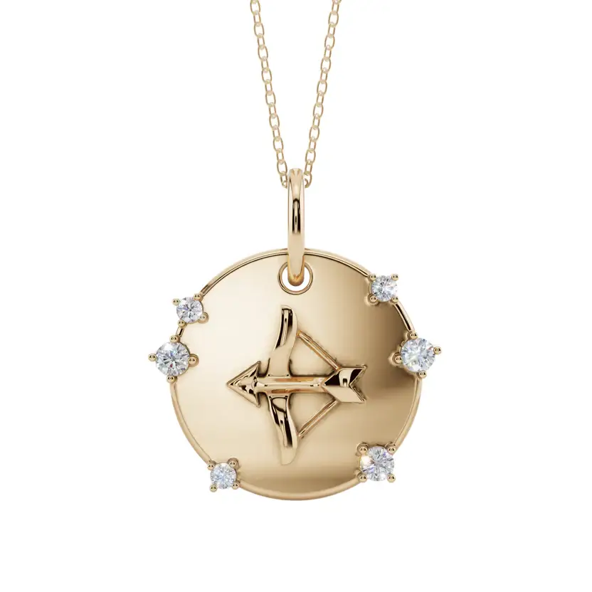 Sagitta Voyage | Sagittarius Charm Semi Silver Pendant Necklace : VZD01-SGTR-SM-C