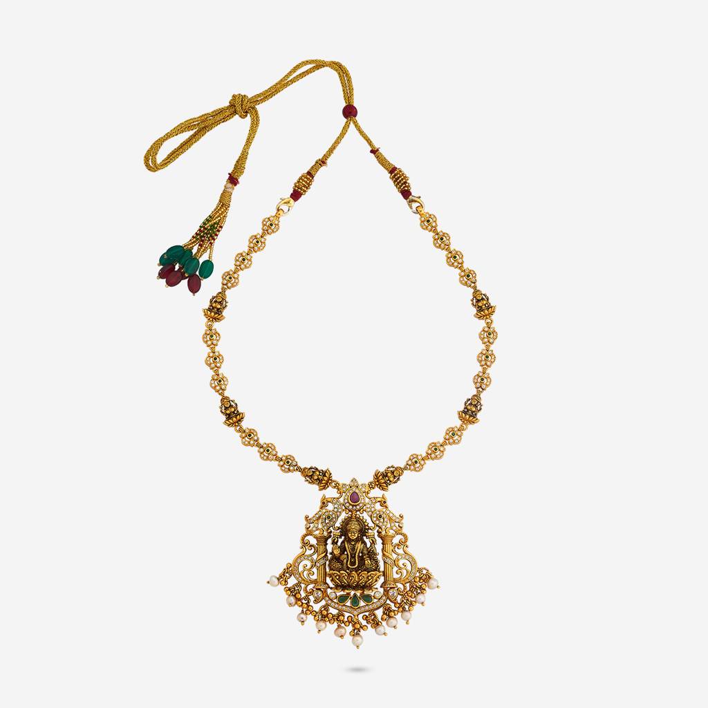 Ruby-Green Oxidised Gold - Plated Bridesmaid Temple Necklace - 454393 : 454393