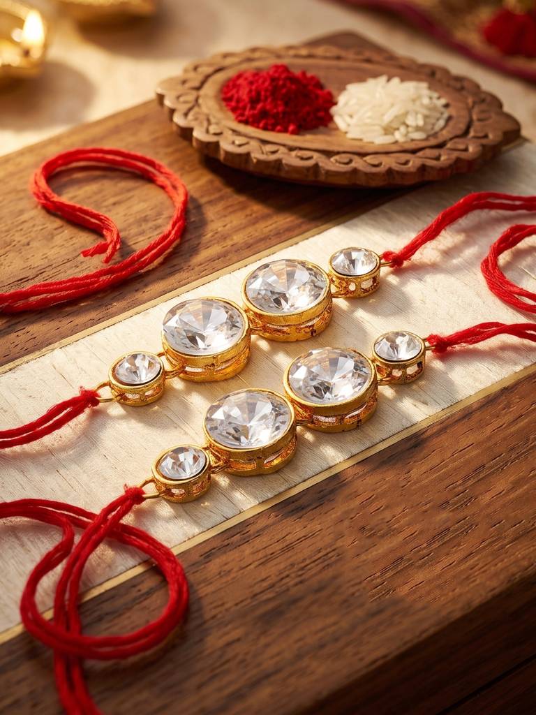Traditional Rakhi For Bhaiya/Bhabhi Red Thread Rakshabandhan Rakhie (Pack Of 2) Rakhee Rakshasutra : 152-L1R1-10-W-2-2026
