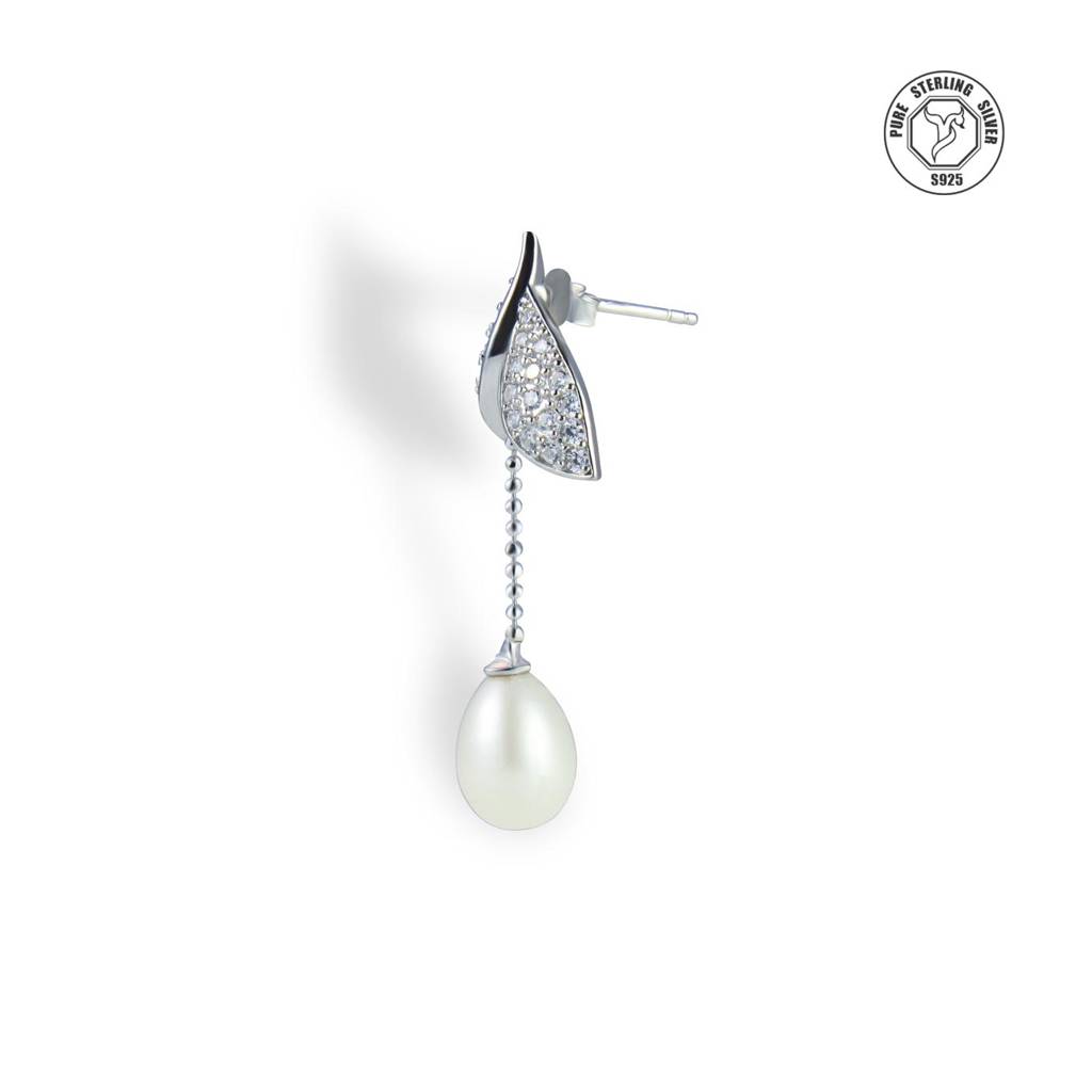 Pearl Whisper Leaf Drops : TREBJX0019Silver