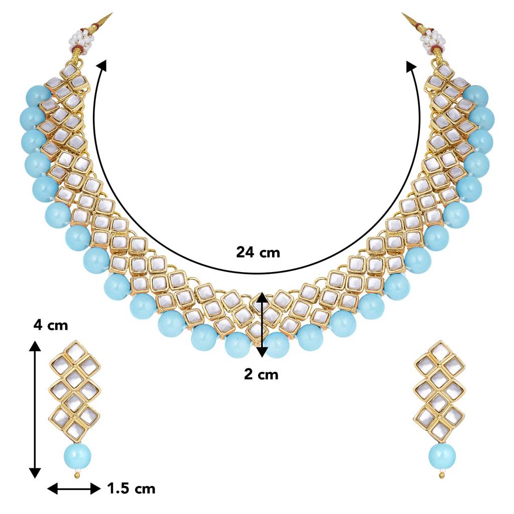 Gold Plated Indian Ethnic Kundan Pearl Fancy Bridal Traditional Choker Necklace Jewellery Set With Earrings For  : PF25N1018SB