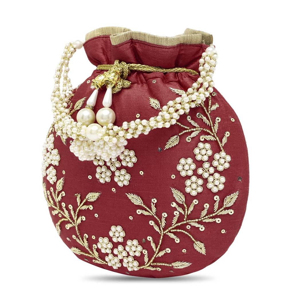 Rani Potli Bags For Women Evening Bag Clutch Ethnic Bride Purse With Drawstring (P86Rp) : P86M