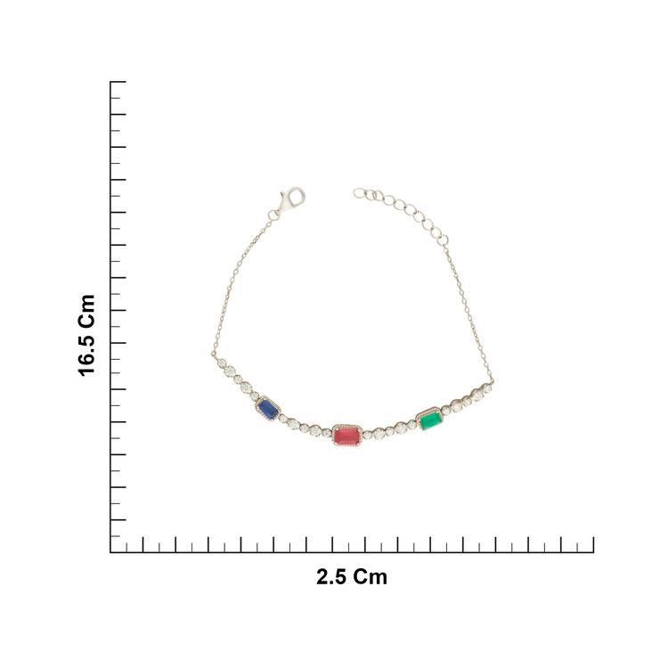 925 Sterling Silver Multi Gemstone Bracelet For Women : SKN26N2164