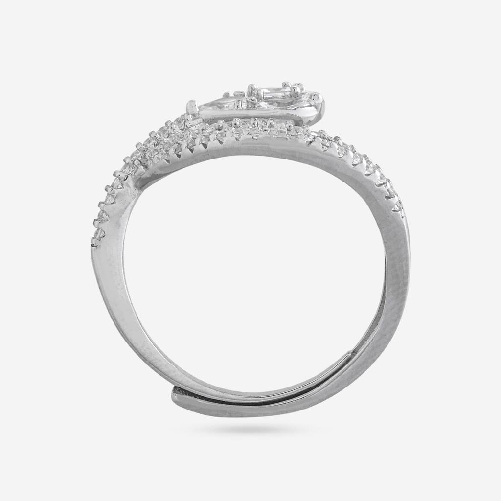 White Rodium Plated - Office Wear Silver Finger Ring - 465863 : 465863