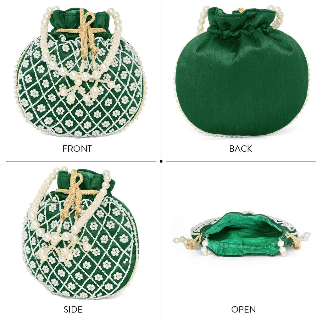 Potli Purses For Women Handmade Evening Handbag Stylish Bridal Fashion Wristlet Bag For Girls : P202DG