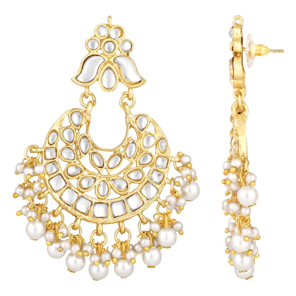 Peora Gold Plated Traditional Kundan Brass Alloy Long Necklace Jewellery Set With Earring Maang Tikka For Women Gi : PF25E105W