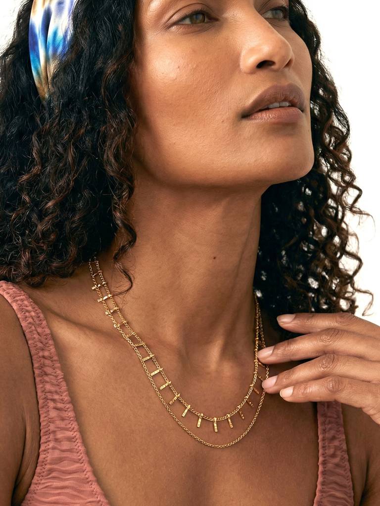 Layered Fringe Bar Cascade Necklace : NK0829