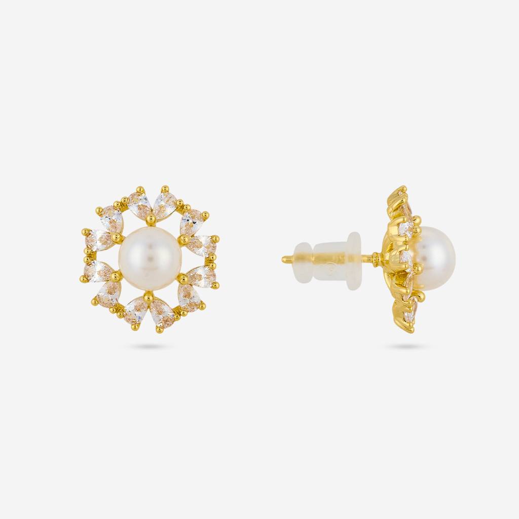 Pearl Gold - Plated Casual Wear Trendy Zircon Earring - 460361 : 460361