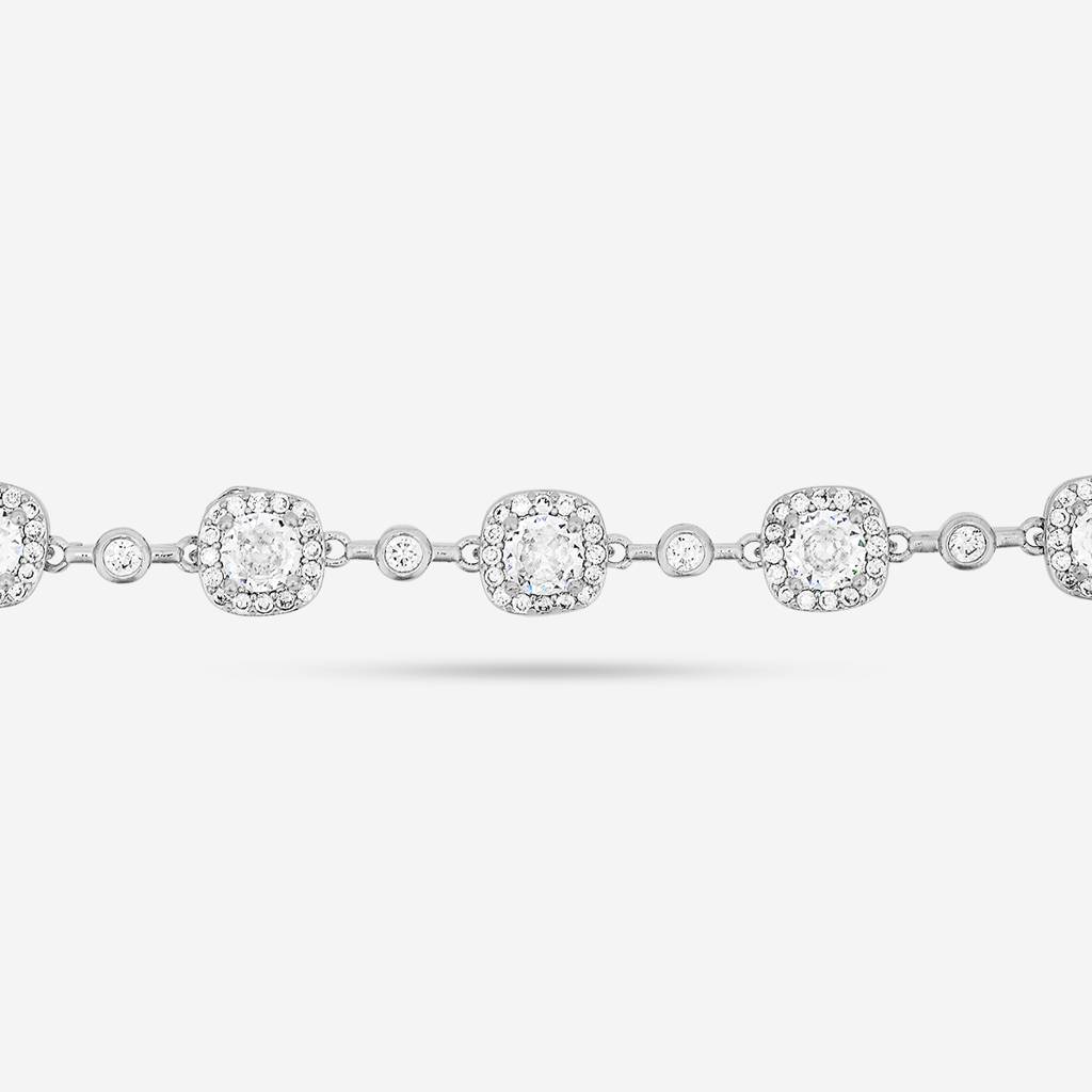 White Rodium Plated -Party Wear Zircon Bracelet -454471 : 454471