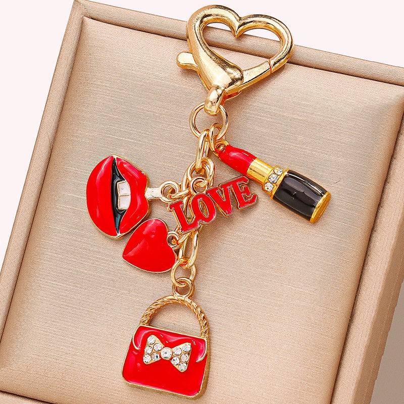 All Things Red Beauty Bag Charm : C-BG-0068-G-RD