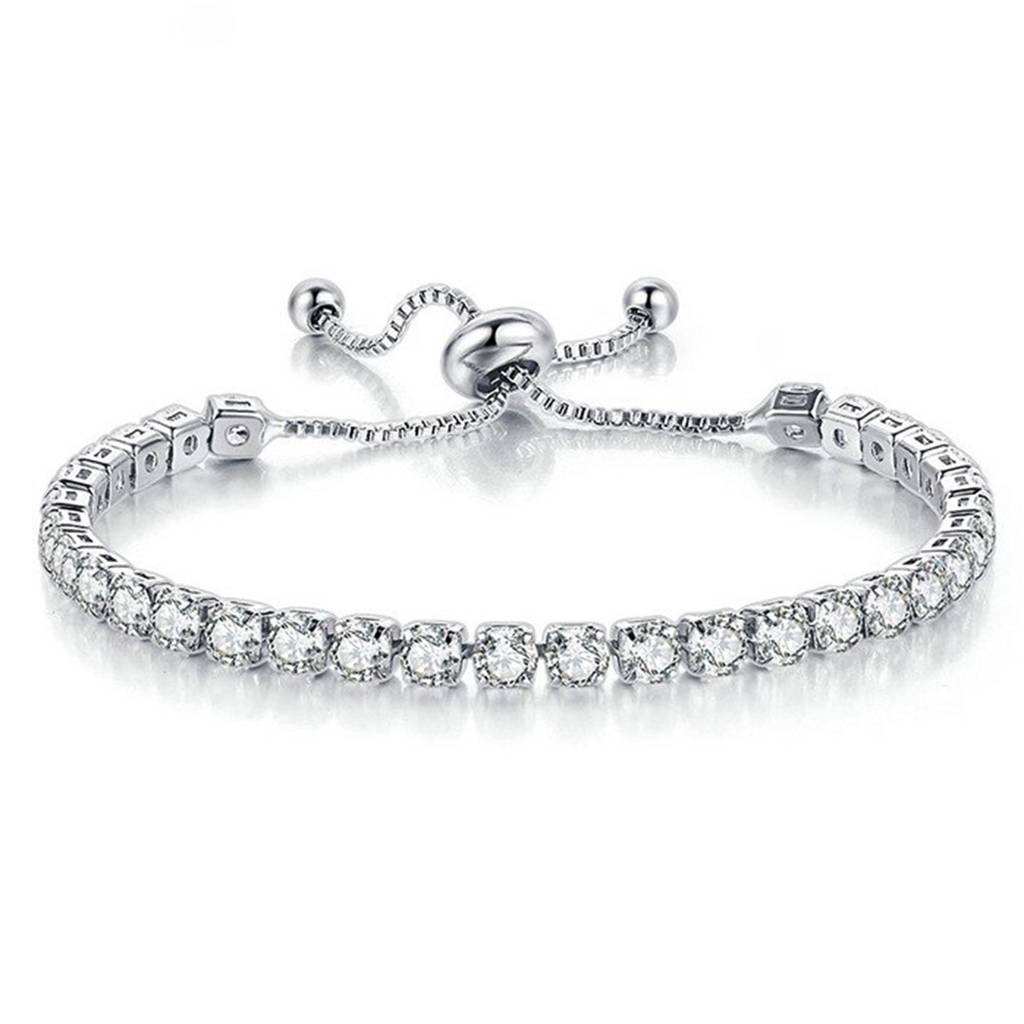 Combo Of Silver & Rose Gold Plated Tennis Bracelets With Cz Stones Gift For Women : PX8B37S-PX8B37C