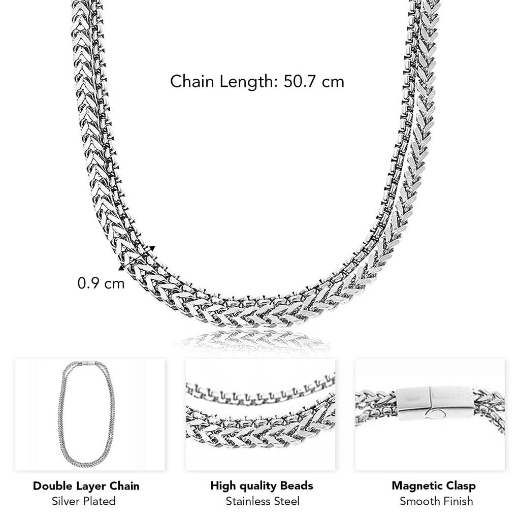 Silver Plated Stainless Steel Fancy Wheat Chain Necklace Jewellery Gift For Men & Boys : PX9CH117S