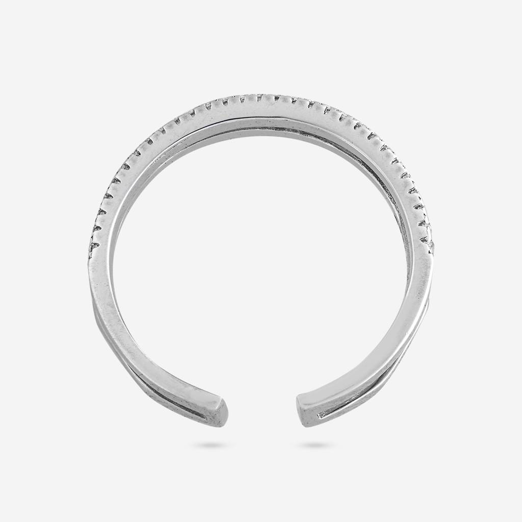 White Rodium Plated - Office Wear Silver Finger Ring - 466013 : 466013
