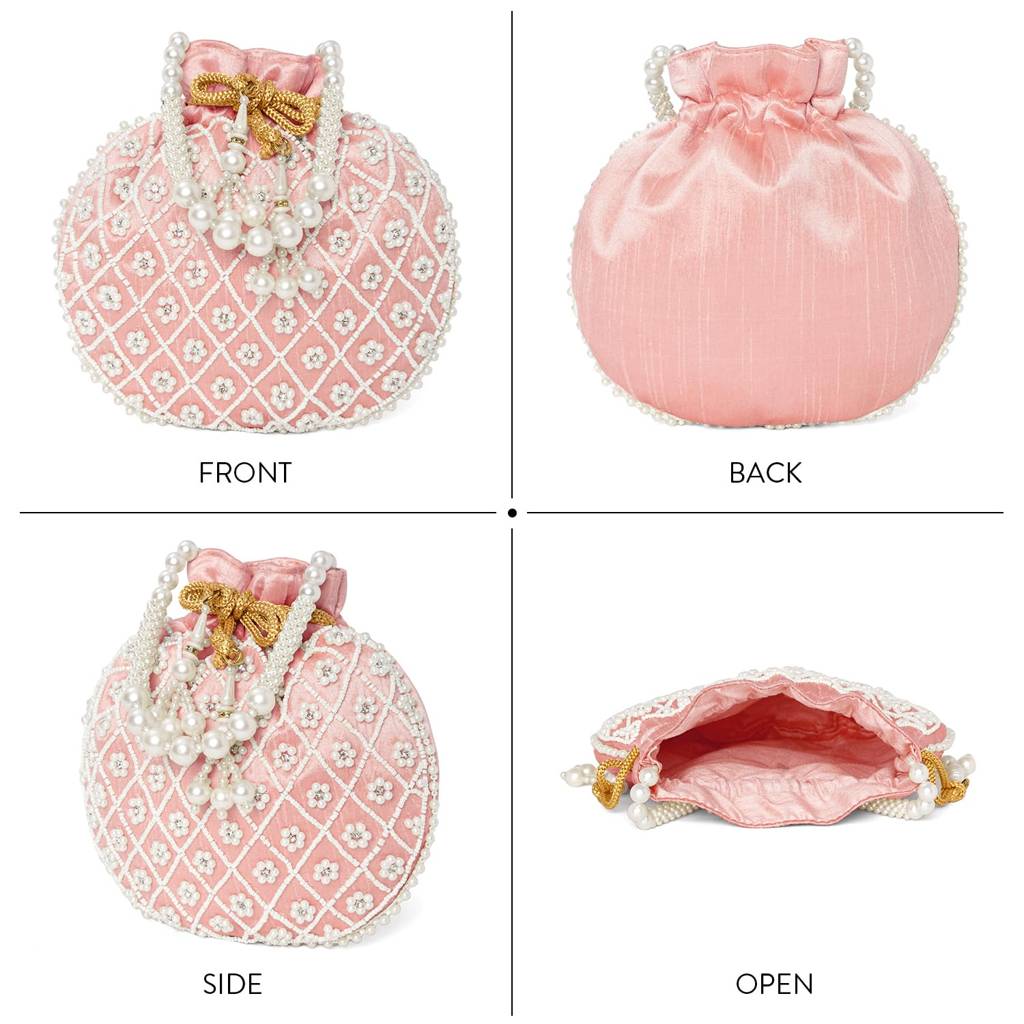 Potli Purses For Women Handmade Evening Handbag Stylish Bridal Fashion Wristlet Bag For Girls : P202PK