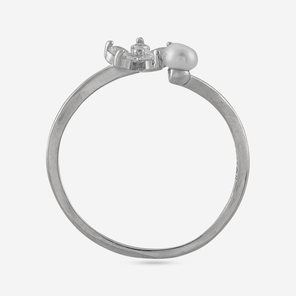 Pearl - Office Wear Silver Finger Ring - 473453 : 473454