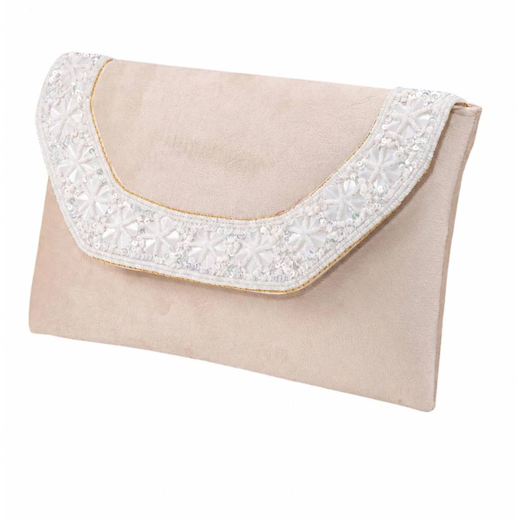 Velvet Sequin Beaded Clutch Bag For Women | Chain Strap | Embellished Wedding Festive Evening Purse : C190CRM