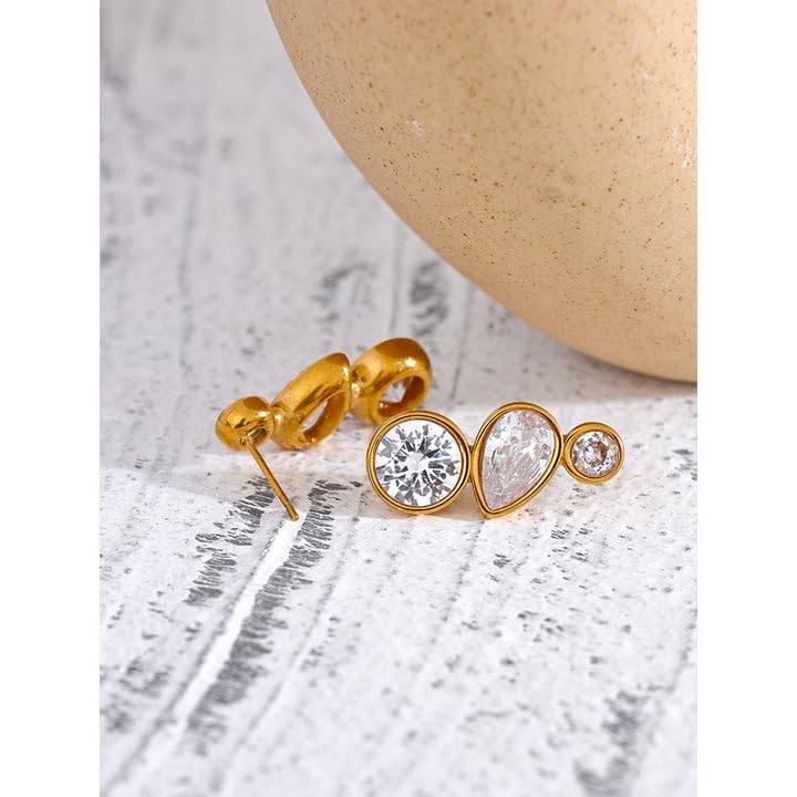 Zia Crystal Cascade Stud | Trendy Fashion Jewelry For Parties Jewelry For Everyday Wear, Office, Party, Anniv : DSVDJY05250048