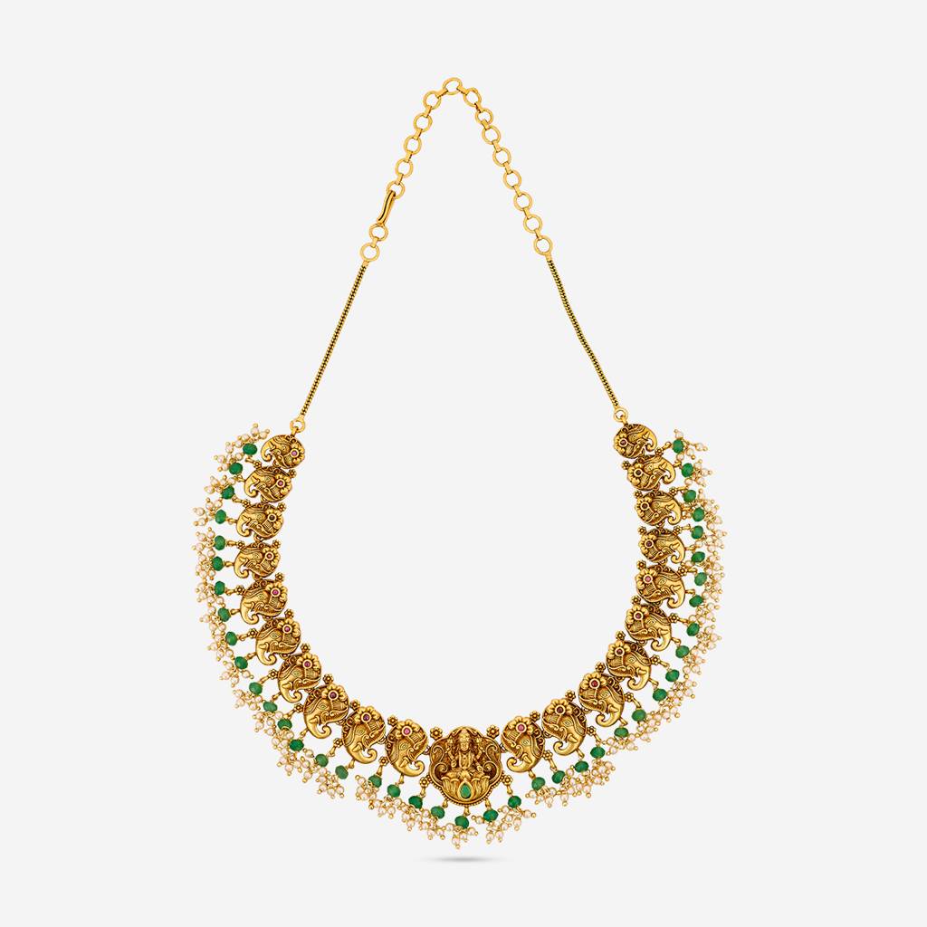 Ruby-Green Gold - Plated Festive Antique Necklace - 466743 : 466743