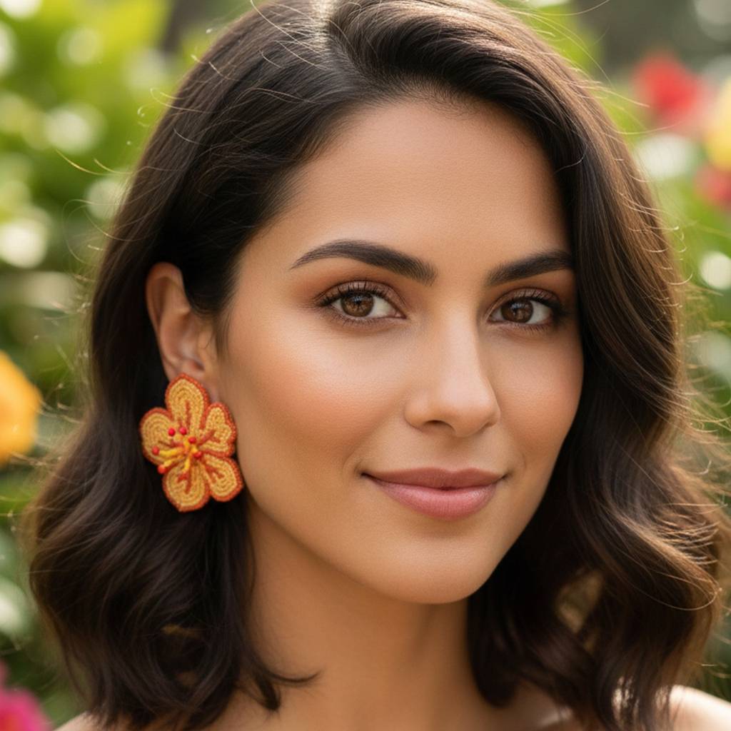 Boho Hibiscus Bead Earring : ER07HBE
