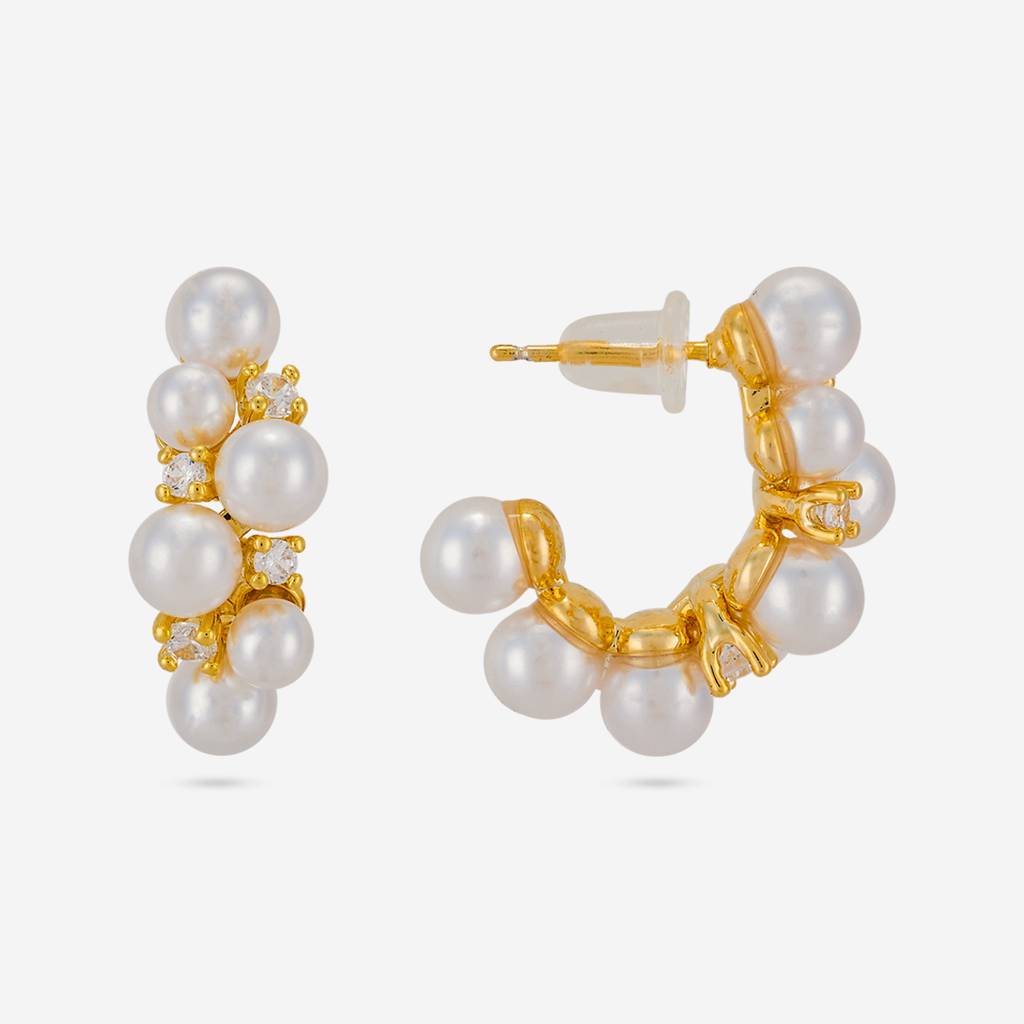 Pearl Gold - Plated Casual Wear Trendy Zircon Earring - 464584 : 464584